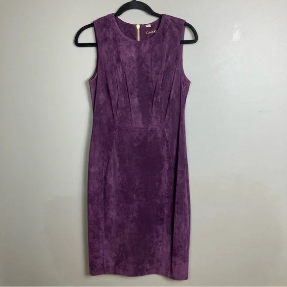 knee length dresses for ladies PORTER Purple Leather Long Sleeve Midi dress Size Small main image 1